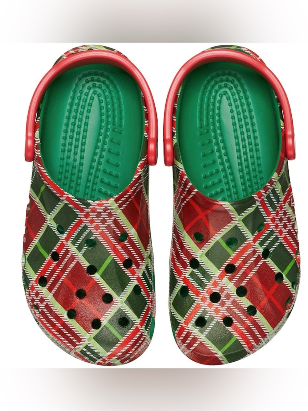 Crocs Baya Holiday Plaid Clog Shoes in Red & Green